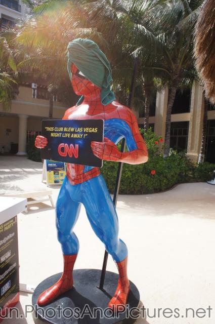 Spiderman statue with towel wrap around head at GR Solaris.jpg