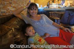Darwin and Mommy at Mike's Coffee Shop at Ocean Coral & Turquesa.jpg