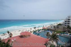 View of the Cancun hotel zone beach from GR Solaris ocean view room.jpg