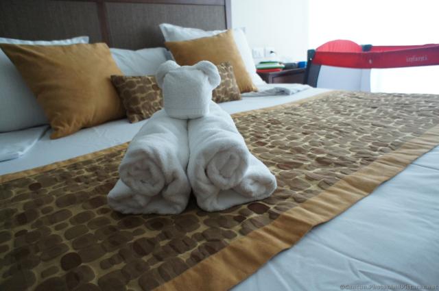 Bear towel animal at Grand Bahia Principe Sian Kaan guest suite room.jpg