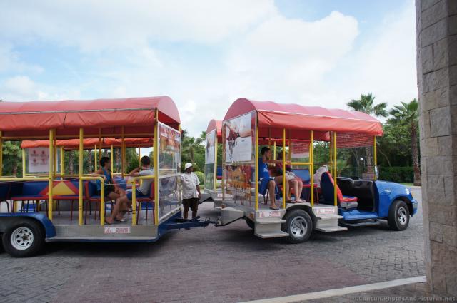 Red roof tram of Grand Bahia Principe resorts.jpg