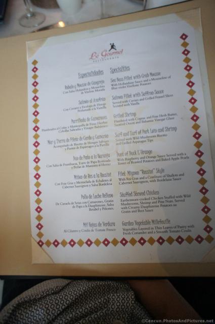 Entree menu at Le Gourmet Restaurant at Gran Bahia Principe Akumal.jpg