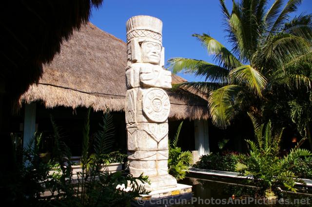 Mayan Stone Statue behind lobby of Grand Palladium White Sand.jpg