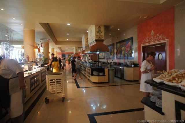 Buffet area at Kulkulcan restaurant Bahia Principe Coba.jpg
