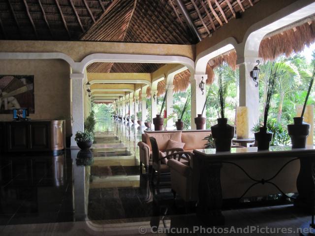 Marble floored hallway at Grand Palladium Riviera Lobby building.jpg