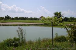 Lake next to golf course sand bunker at Playa Mujeres Mexico.jpg