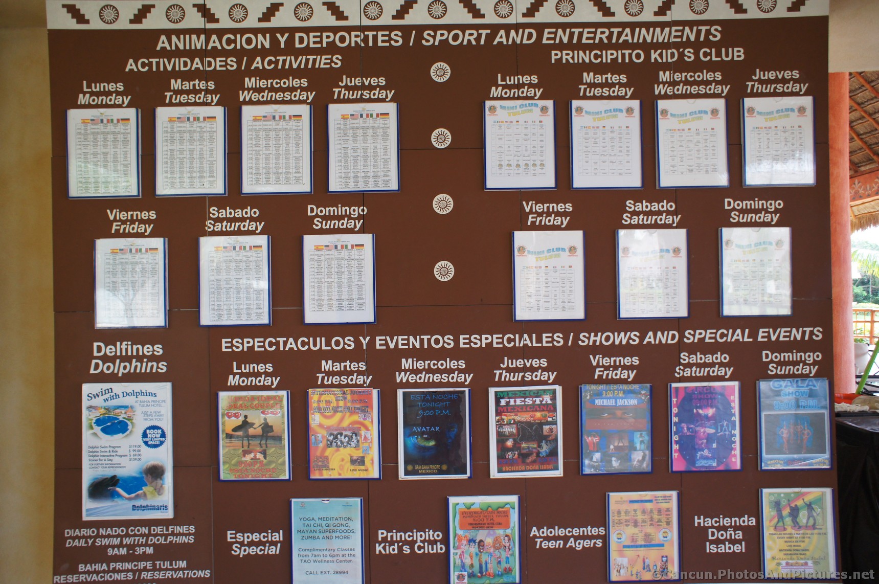 Activities and shows board at Grand Bahia Principe Tulum.jpg