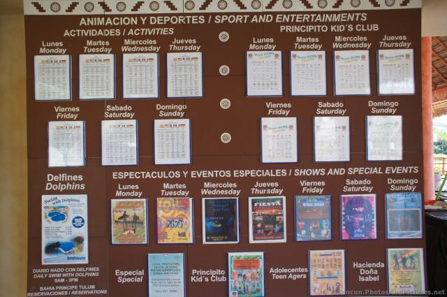 Activities and shows board at Grand Bahia Principe Tulum.jpg