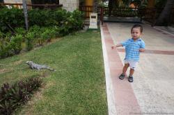 Darwin points at an iguana at Grand Bahia Principe Tulum.jpg