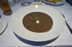 Portobello mushroom cream soup with sherry at Alux restuarant Gran Bahia Principe Sian Kaan.jpg