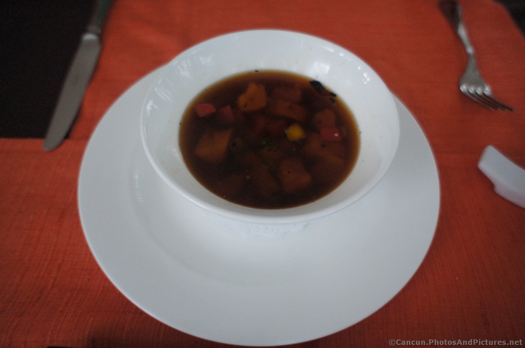 Soup served at Maiko Restaurant Bahia Sian Kaan.jpg