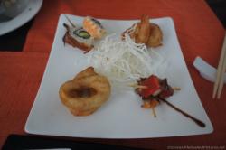 Tempura and sushi dish at Maiko Restaurant Bahia Sian Kaan.jpg
