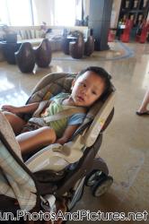 Darwin sitting in stroller at Ocean Coral & Turquesa lobby.jpg